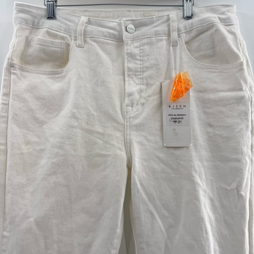 NWT Risen Los Angeles Flare Jeans Raw Hem High Waist Boho Stretch Jeans Size 1X - Picture 3 of 12